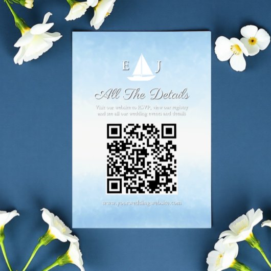 ウォーターカラーの結婚式の詳細 - 水と空の出会い エンクロージャーカード