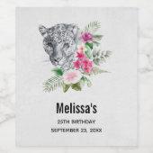 ウォーターカラーの美しいヒョウの頭パーティー ワインラベル (シングルラベル)