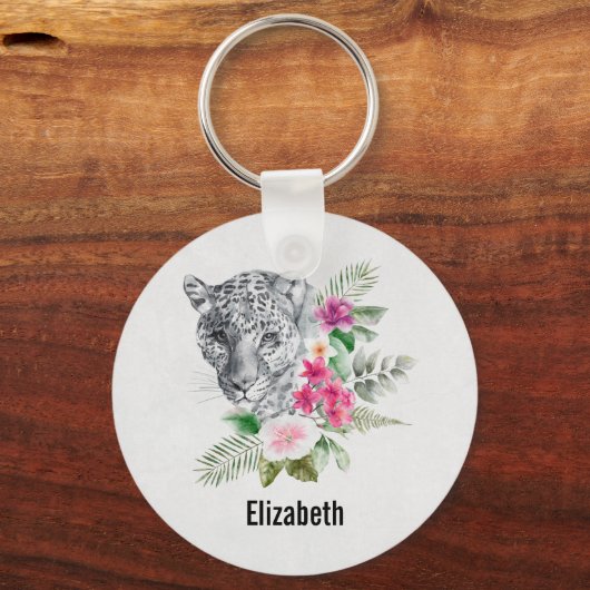ウォーターカラーの美しいヒョウ頭ポートレート キーホルダー (正面)