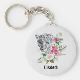 ウォーターカラーの美しいヒョウ頭ポートレート キーホルダー