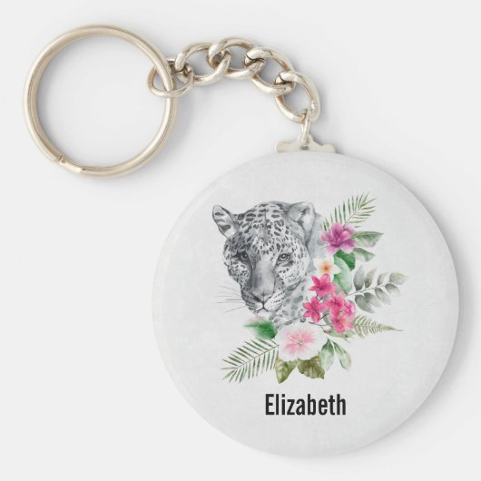 ウォーターカラーの美しいヒョウ頭ポートレート キーホルダー (正面)