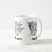 ウォーターカラーの美しいヒョウ頭ポートレート コーヒーマグカップ (正面右)