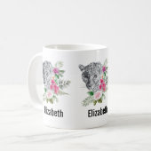 ウォーターカラーの美しいヒョウ頭ポートレート コーヒーマグカップ (正面左)