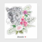 ウォーターカラーの美しいヒョウ頭ポートレート シール (シート)