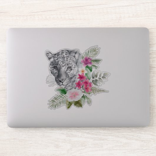 ウォーターカラーの美しいヒョウ頭ポートレート シール (コンピューター)