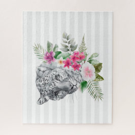 ウォーターカラーの美しいヒョウ頭ポートレート ジグソーパズル