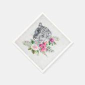 ウォーターカラーの美しいヒョウ頭ポートレート スタンダードカクテルナプキン (角)