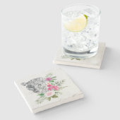 ウォーターカラーの美しいヒョウ頭ポートレート ストーンコースター (横)