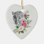 ウォーターカラーの美しいヒョウ頭ポートレート セラミックオーナメント (右)