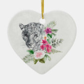 ウォーターカラーの美しいヒョウ頭ポートレート セラミックオーナメント (正面)