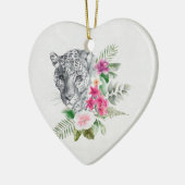 ウォーターカラーの美しいヒョウ頭ポートレート セラミックオーナメント (左)