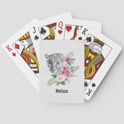 ウォーターカラーの美しいヒョウ頭ポートレート トランプ (裏面)