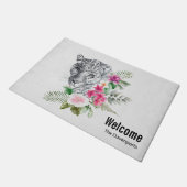 ウォーターカラーの美しいヒョウ頭ポートレート ドアマット (アングル)