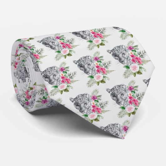 ウォーターカラーの美しいヒョウ頭ポートレート ネクタイ (ロール)