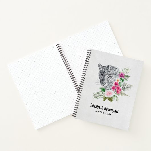 ウォーターカラーの美しいヒョウ頭ポートレート ノートブック (内部)