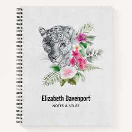 ウォーターカラーの美しいヒョウ頭ポートレート ノートブック
