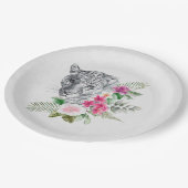 ウォーターカラーの美しいヒョウ頭ポートレート ペーパープレート (アングル)