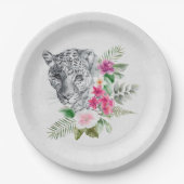 ウォーターカラーの美しいヒョウ頭ポートレート ペーパープレート (正面)