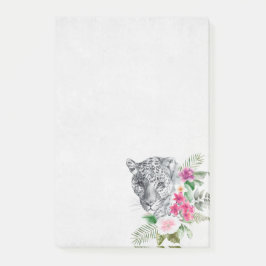 ウォーターカラーの美しいヒョウ頭ポートレート ポストイット