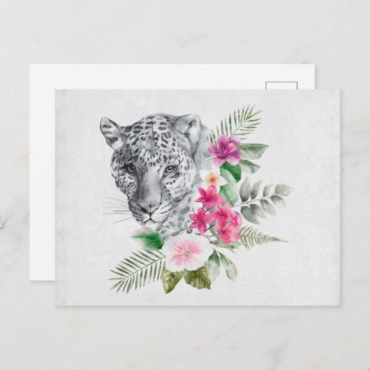 ウォーターカラーの美しいヒョウ頭ポートレート ポストカード (正面/裏面)
