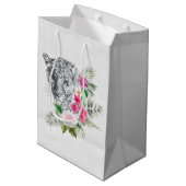 ウォーターカラーの美しいヒョウ頭ポートレート ミディアムペーパーバッグ (裏面アングル)