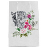 ウォーターカラーの美しいヒョウ頭ポートレート ミディアムペーパーバッグ (正面)