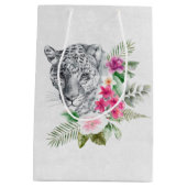 ウォーターカラーの美しいヒョウ頭ポートレート ミディアムペーパーバッグ (裏面)