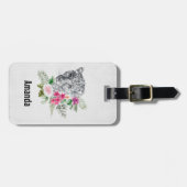 ウォーターカラーの美しいヒョウ頭ポートレート ラゲッジタグ (正面横)