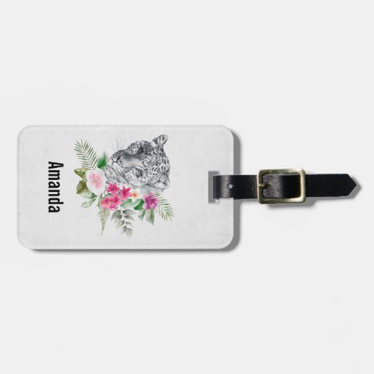 ウォーターカラーの美しいヒョウ頭ポートレート ラゲッジタグ (正面横)