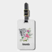 ウォーターカラーの美しいヒョウ頭ポートレート ラゲッジタグ (正面縦)