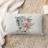 ウォーターカラーの美しいヒョウ頭ポートレート ランバークッション (ブランケット)