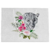 ウォーターカラーの美しいヒョウ頭ポートレート ラージペーパーバッグ (裏面)