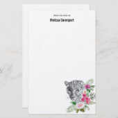 ウォーターカラーの美しいヒョウ頭ポートレート 便箋 (正面/裏面)