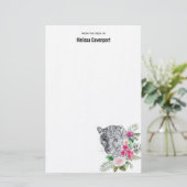 ウォーターカラーの美しいヒョウ頭ポートレート 便箋 (スタンド正面)