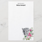 ウォーターカラーの美しいヒョウ頭ポートレート 便箋 (正面)