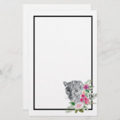 ウォーターカラーの美しいヒョウ頭ポートレート 便箋 (正面/裏面)