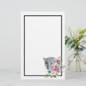 ウォーターカラーの美しいヒョウ頭ポートレート 便箋 (スタンド正面)