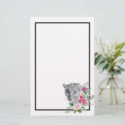 ウォーターカラーの美しいヒョウ頭ポートレート 便箋 (スタンド正面)