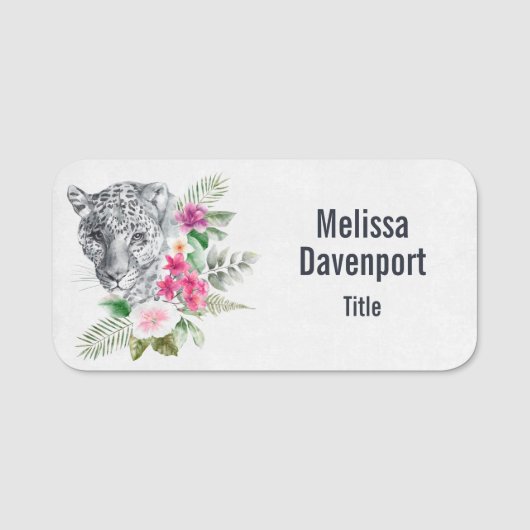 ウォーターカラーの美しいヒョウ頭ポートレート 名札 (正面)