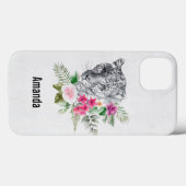 ウォーターカラーの美しいヒョウ頭ポートレート Case-Mate iPhoneケース (裏面 (横))