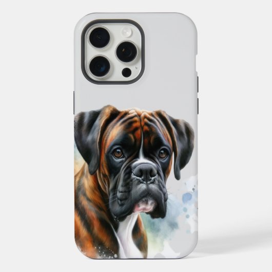 ウォーターカラーの美しいボクサードッグ iPhoneケース (裏面)
