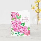 ウォーターカラーの芍薬の誕生日カード 弟嫁・義妹用 カード (黄色い花)