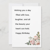 ウォーターカラーの花々が描かれたエレガントなフラワー誕生日カード シーズンカード (裏面)