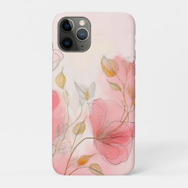 ウォーターカラーの花々 高級感のある背景 iPhone 11 PROケース
