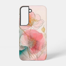 ウォーターカラーの花々 高級感のある背景 SAMSUNG GALAXY S22ケース