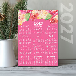ウォーターカラーの花が描かれた2027年カレンダー 招待状