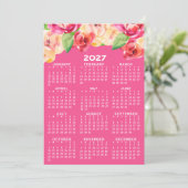 ウォーターカラーの花が描かれた2027年カレンダー 招待状 (スタンド正面)