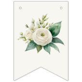 ウォーターカラーの花とイニシャル+結婚式の日付カスタム バンティングフラッグ (第1の旗)