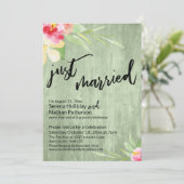 ウォーターカラーの花とグリーンウッドのJust Marriedデザイン 招待状 (スタンド正面)