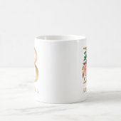 ウォーターカラーの花とゴールドのイニシャルBモノグラム コーヒーマグカップ (中央)